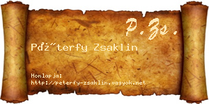 Péterfy Zsaklin névjegykártya
